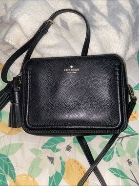 KATE SPADE ORCHARD ST ARIA BLACK Crossbody Purse Genuine Leather Camera Bag